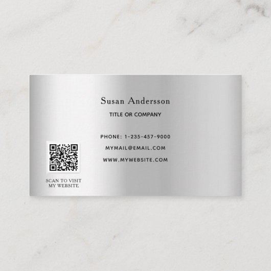 Zilveren QR code glitter druppels elegant Klantenkaartje (Achterkant)