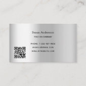 Zilveren QR code glitter druppels vrouw Visitekaartje (Achterkant)