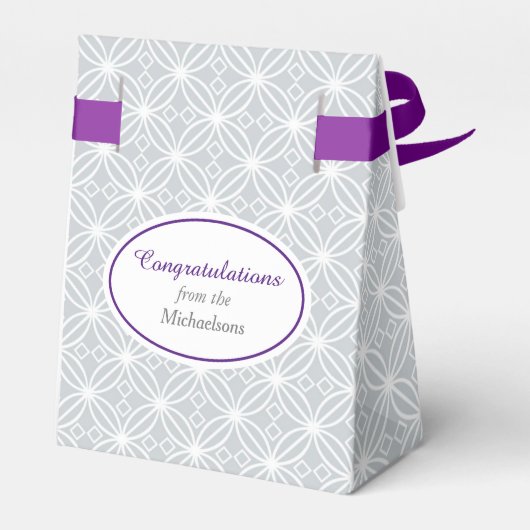 Zilveren Quad Bloem Patroon Alle Gelegenheden Paar Bedankdoosjes (Achterkant)