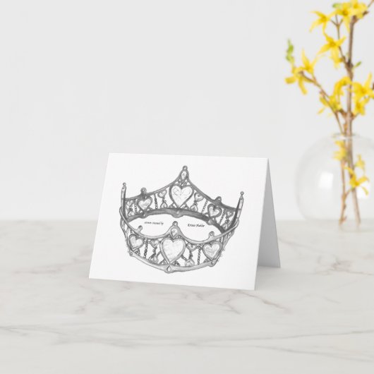 Zilveren Queen of Hearts kroon tiara briefkaarten (Gele Bloem)