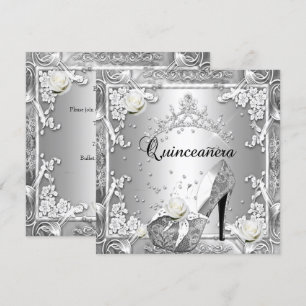 Zilveren Quinceanera 15e Verjaardagsfeest Kaart