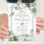 Zilveren Quinceañera Sage Groene Kroonvlinder Kaart