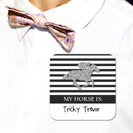 Zilveren Racehorse Derby Day Wedden Vierkante Sticker