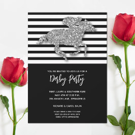Zilveren Racehorse Derby Party Kaart