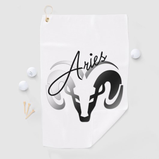 Zilveren Ram Aries Dierenriem Golfhanddoek (Insitu)