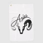 Zilveren Ram Aries Dierenriem Golfhanddoek (Voorkant)