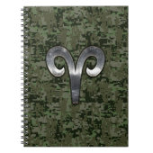 Zilveren Ram Sterrenbeeld Symbool Groen Digitale C Notitieboek (Voorkant)