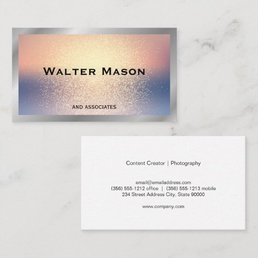 Zilveren rand | Glitter Blend Achtergrond Visitekaartje (Voorkant / Achterkant)