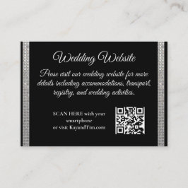 Zilveren Rand op Zwarte Bruiloft Informatiekaartje