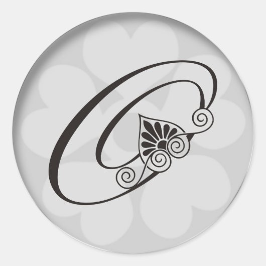 Zilveren Rand Swirls Monogram O Ronde Sticker (Voorkant)