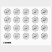 Zilveren Rand Swirls Monogram T Ronde Sticker (Vel)