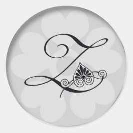 Zilveren Rand Swirls Monogram Z Ronde Sticker
