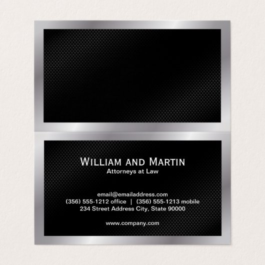 Zilveren rand | Zwarte patroon Visitekaartje (Buitenkant ongevouwen)
