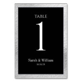 Zilveren Rand Zwarte Trouwtafel Nummer Kaart (Achterkant)