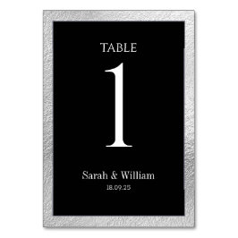 Zilveren Rand Zwarte Trouwtafel Nummer Kaart