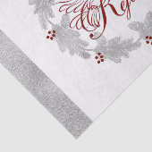 Zilveren randen met dennenkrans en rode vreugde tissuepapier (Detail)