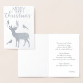Zilveren rendier en kardinaal vrolijk kerstfeest folie kaarten (Display)