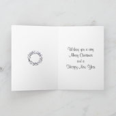 Zilveren Rendier en Rode Kerstkrans Kaart (Binnen)