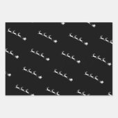 Zilveren rendier Kerstpatroon Zwarte achtergrond Inpakpapier Vel (Voorkant 2)