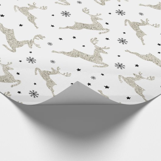 Zilveren rendieren cadeaupapier (Hoek)
