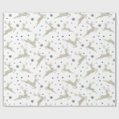 Zilveren rendieren cadeaupapier (Vlak)