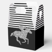 Zilveren Renpaard Zwart Witte Strepen Bedankdoosjes (Geopend)