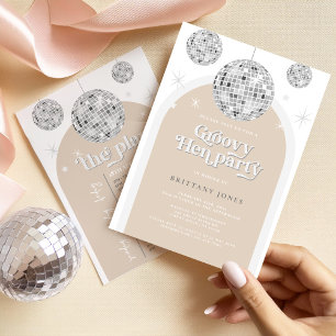 Zilveren Retro Disco Glitter boog Hen Party Weeken Kaart