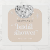 Zilveren Retro Disco Groovy Bruidsfeest  Sparkling Wijnetiket (Enkel label)