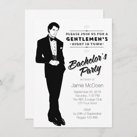 Zilveren Retro Keurige Bachelorfeest Kaart (Voorkant / Achterkant)