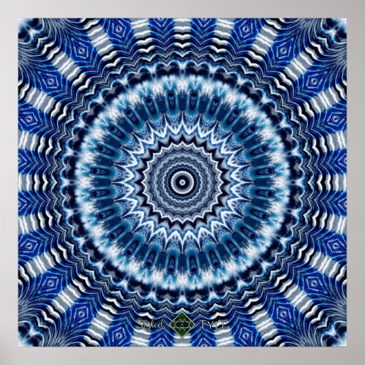 Zilveren Rimpels Mandala Poster (Voorkant)