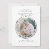Zilveren Ring Modern en Elegant Save the Date Foto (Voorkant)