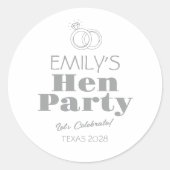 Zilveren Ringen Hen Party Ronde Sticker (Voorkant)