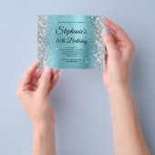 Zilveren Robijn Ei Blauw Glam Monogram 30e Verjaar Flyer (Hand)