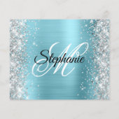 Zilveren Robijn Ei Blauw Glam Monogram 30e Verjaar Flyer (Achterkant)