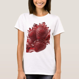 Zilveren RODE GLAS AARDBEIEN MET KRISTALLEN T-shirt