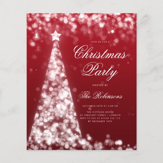 Zilveren Rode Kerstboom Nodig Programma uit Menu (Voorkant)