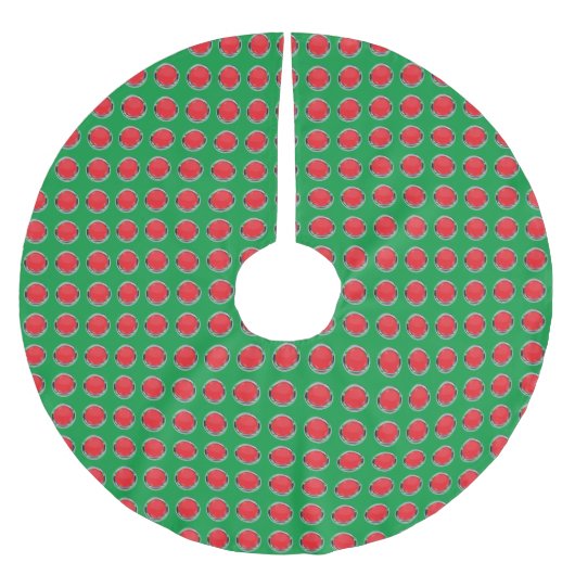Zilveren rode ringen met groene achtergrond kerstboom rok (Voorkant)