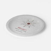 Zilveren Rode Sneeuwvlokken Winter Bruidsfeest Papieren Bordje (Gekanteld)