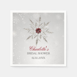 Zilveren Rode Sneeuwvlokken Winter Bruidsmeisje Fe Servet