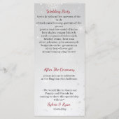 Zilveren rode sneeuwvlokken winter bruiloft progra programmakaart (Achterkant)