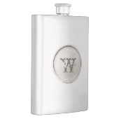 Zilveren Ronde met Monogram Rustieke Westerne Flas Heupfles (Rechts)