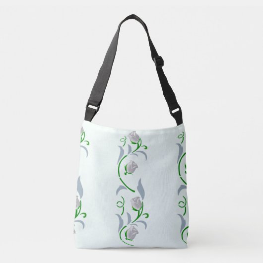 Zilveren Roos Bloemen Crossbody Tas (Voorkant)