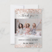 Zilveren roos bruidsdouche foto bedankkaart (Voorkant)