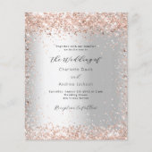 Zilveren roos goud modern budget bruiloft uitnodig (Voorkant)