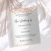 Zilveren roos gouden elegante bruiloft kaart