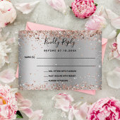 Zilveren roos gouden elegante bruiloft RSVP Notitiekaartje