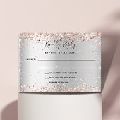 Zilveren roos gouden elegante bruiloft RSVP Notitiekaartje