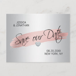 Zilveren Roos Gouden Folie Bruiloft SAVE OUR DATE Aankondigingskaart