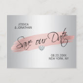 Zilveren Roos Gouden Folie Bruiloft SAVE OUR DATE Aankondigingskaart (Voorkant)