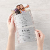 Zilveren roos gouden foto bruiloft all in one uitnodiging (Afscheurbaar)